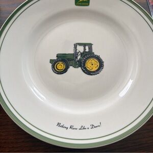 John Deere Green and Yellow Tractor Dinner Plate
